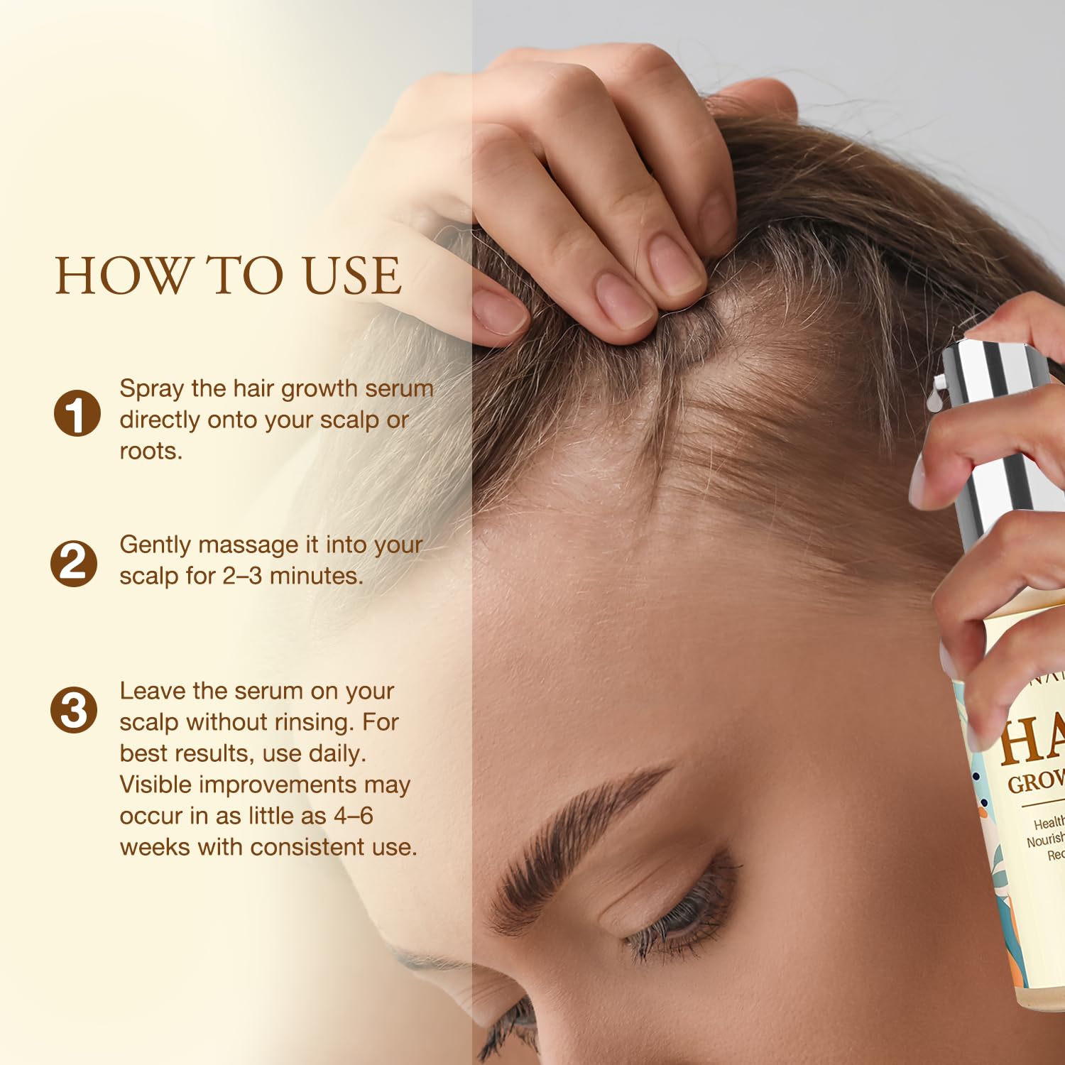 Venanoci scalp massage scene illustrates quick 2-3 minute routine.