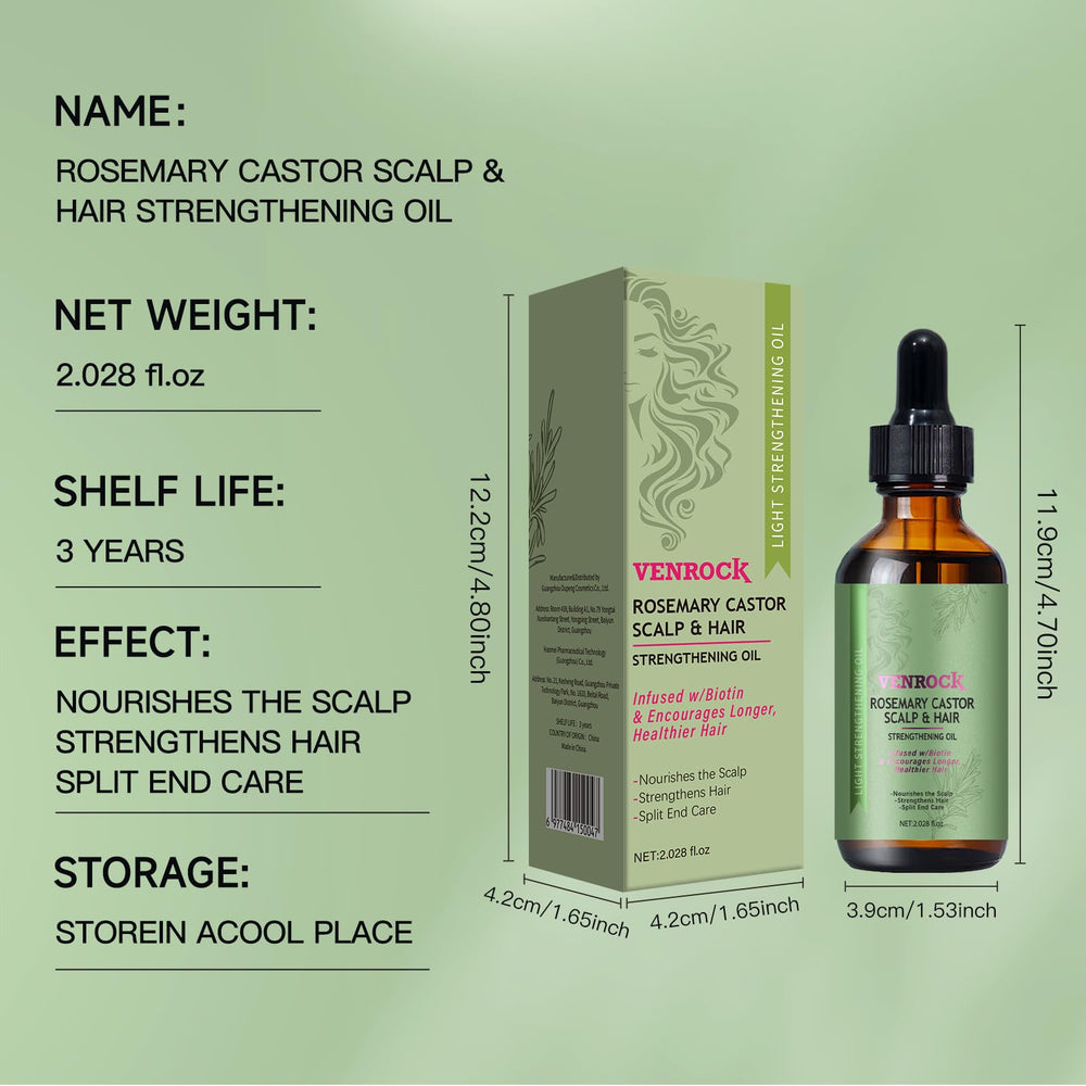 Venrock Rosemary Castor Oil packaging emphasizing biotin infusion.