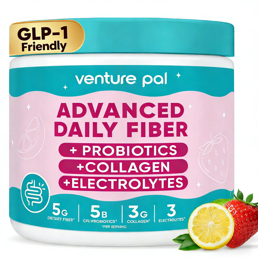 Venture Pal 6-in-1 daily fiber bottle-front showing convenient daily supplement for gut balance.