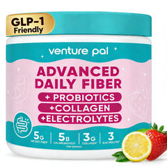 Venture Pal 6-in-1 daily fiber bottle-front showing convenient daily supplement for gut balance.