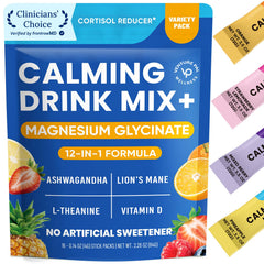 Venture Pal Calm Drink Mix tub close-up, highlighting label and vegan, sugar-free formula for daily calm.