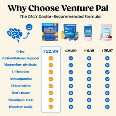 Venture Pal Calm Drink Mix pour into a glass, showcasing a refreshing, sugar-free option.