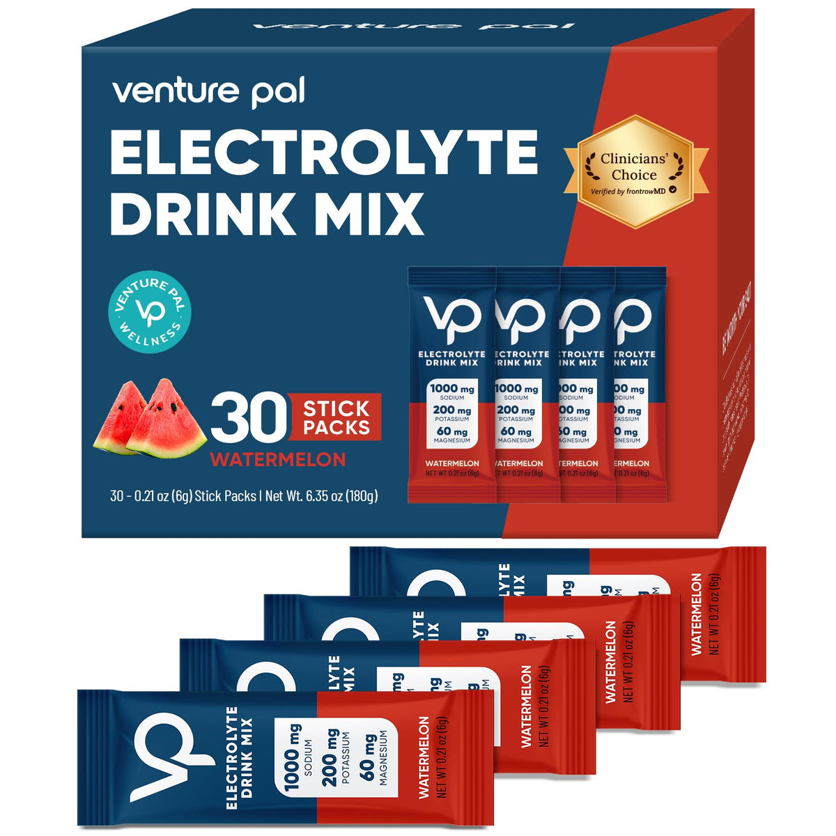 Venture Pal electrolyte front view shows zero-calorie, sugar-free hydration option.