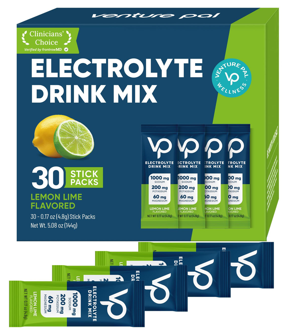 Venture Pal high-sodium electrolyte packet being poured into water for quick hydration