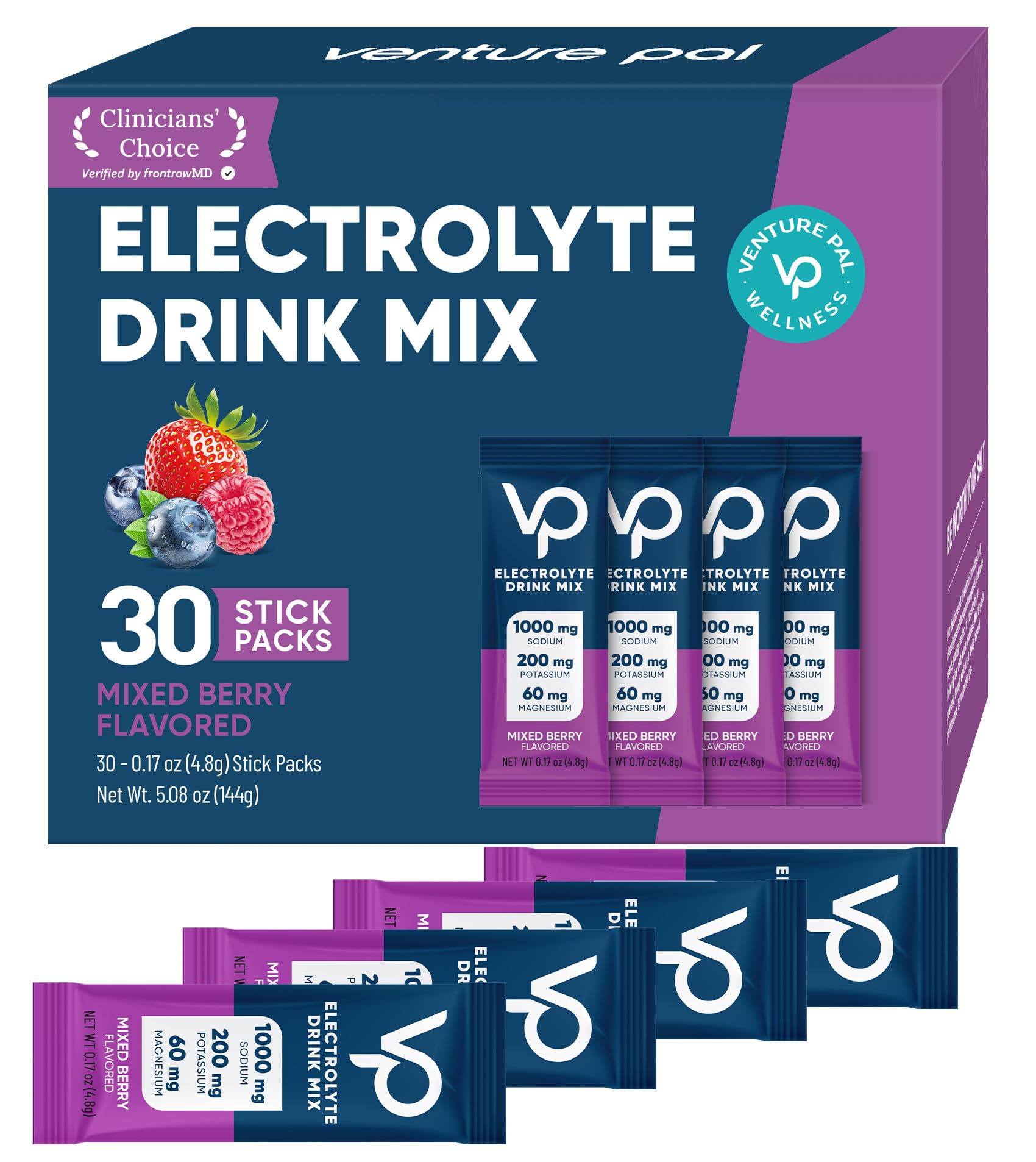 Venture Pal high-sodium electrolyte packet ready for on-the-go hydration and electrolyte balance.