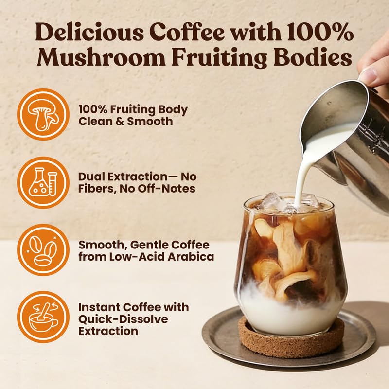 Venture Pal Immune-supporting mushrooms add a nourishing touch to coffee.