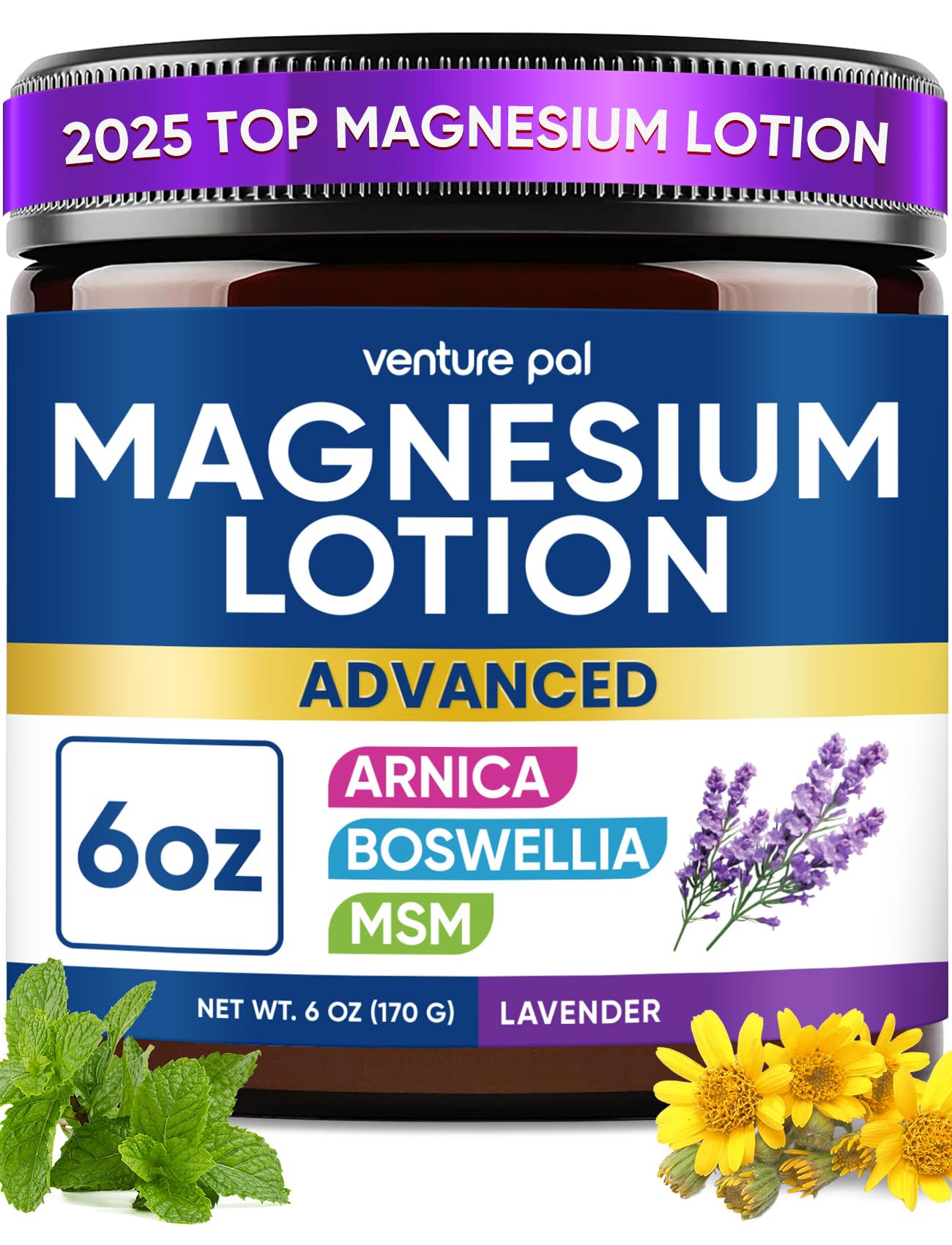 Venture Pal magnesium lotion bottle pour shows refreshing cooling for legs and feet