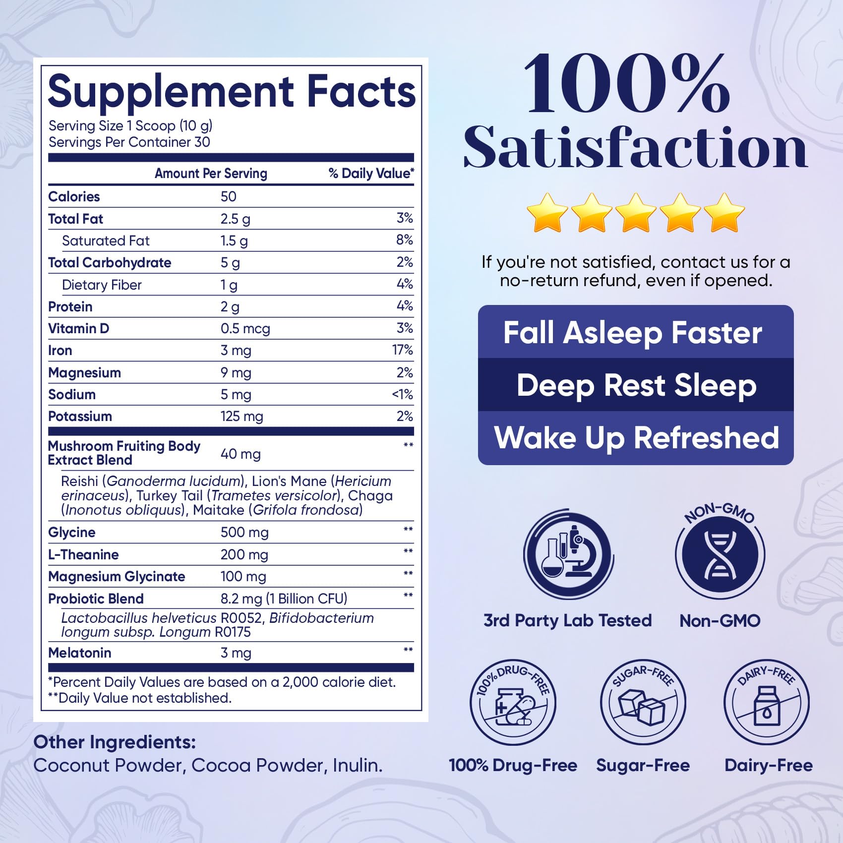 Venture Pal Mushroom Cocoa detailed mushroom blend - supports relaxation with adaptogenic extracts.
