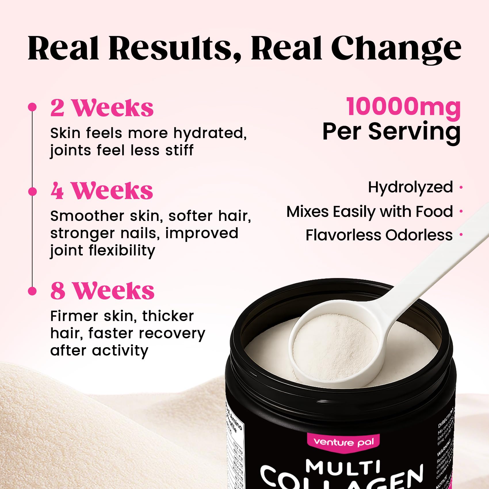 Venture Pal powder label close-up, highlighting quality ingredients for reliable daily support.