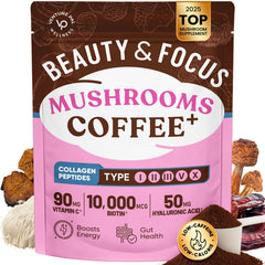 Venture Pal Premium Mushroom Coffee bottle close-up showing energy-boosting blend