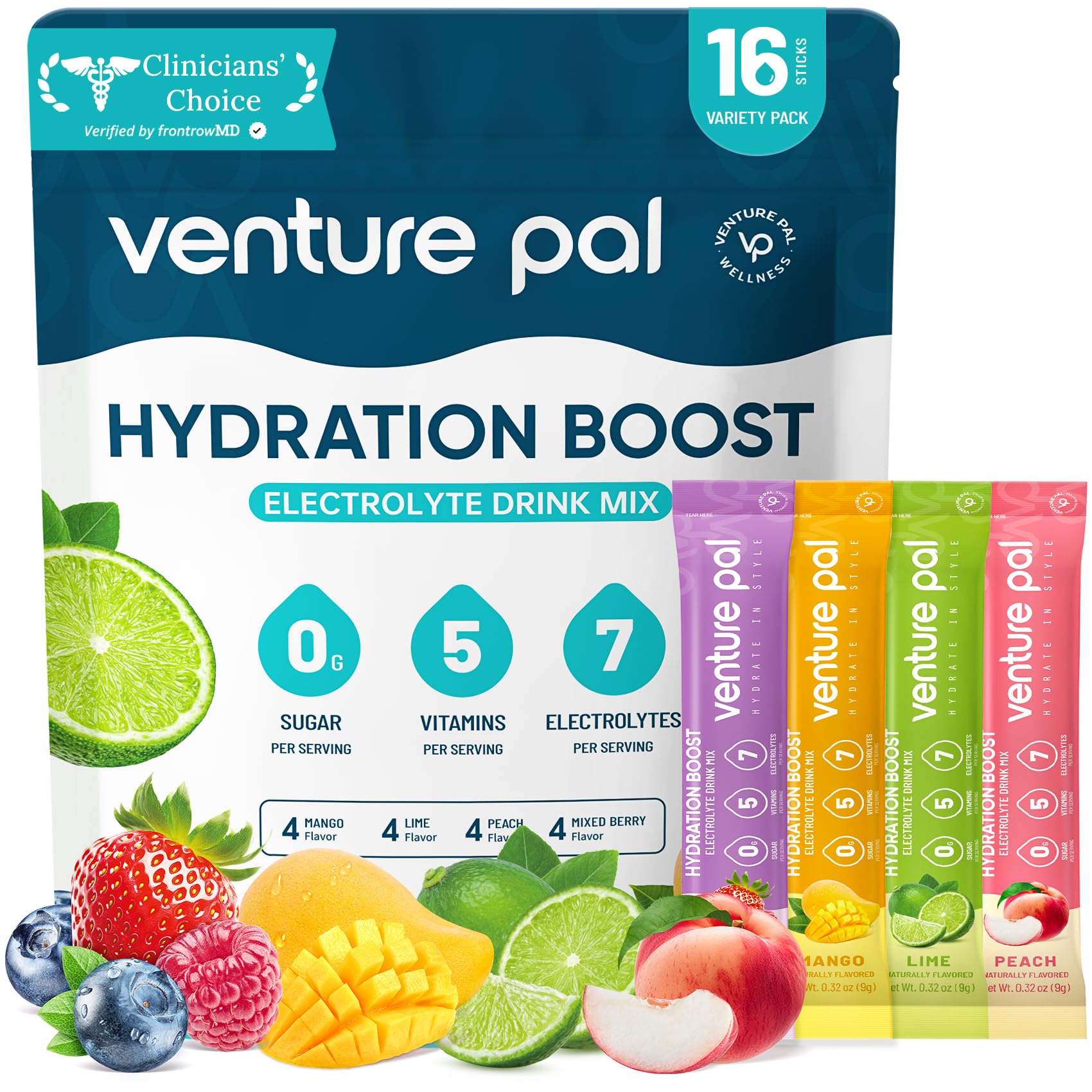 Venture Pal sugar-free electrolyte packet box for convenient daily hydration