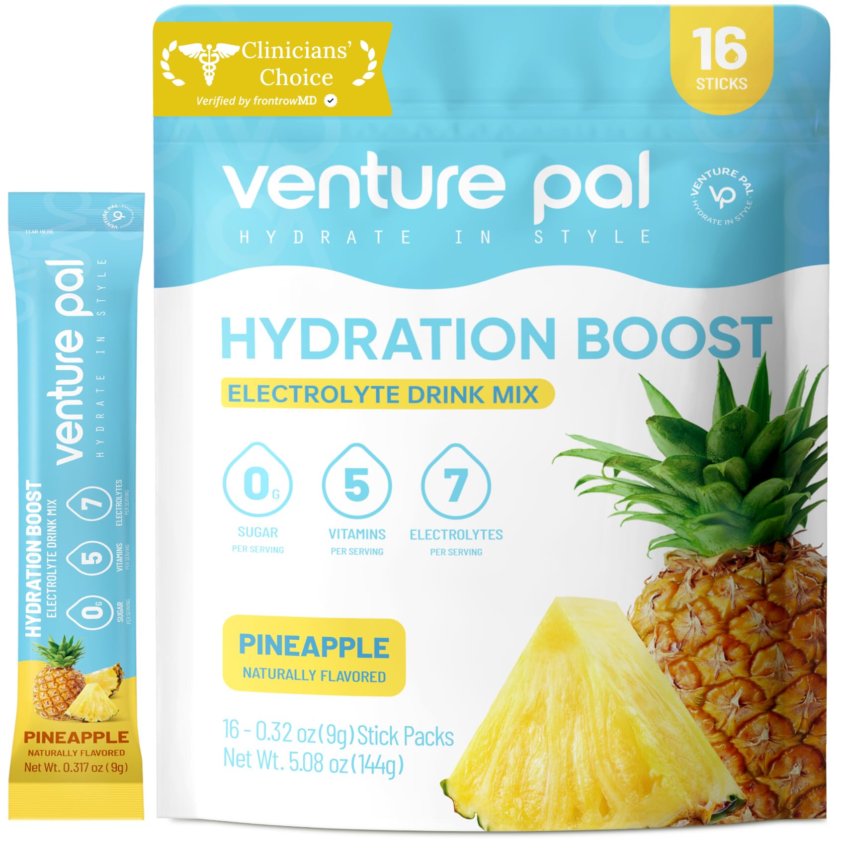 Venture Pal sugar-free electrolyte packet pour supports quick hydration on the go
