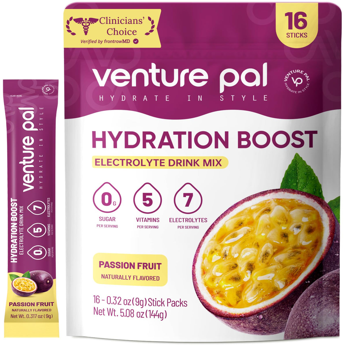 Venture Pal sugar-free electrolyte packets displayed for convenient on-the-go hydration