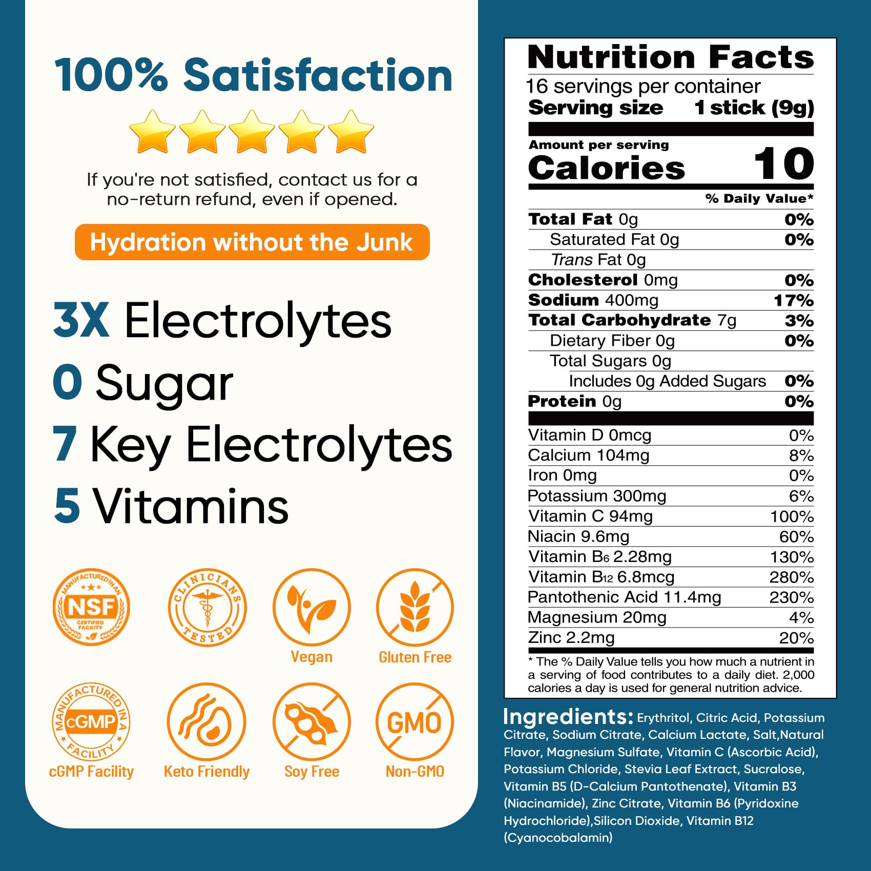 Venture Pal vegan, non-GMO electrolyte mix with 5 vitamins