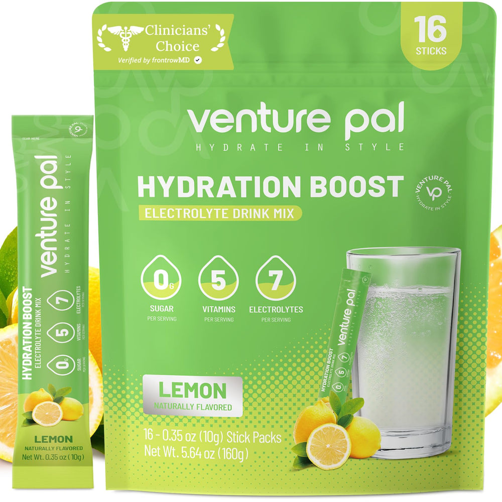 Venture Pal Sugar Free Electrolytes Packets front view for easy hydration on the go.
