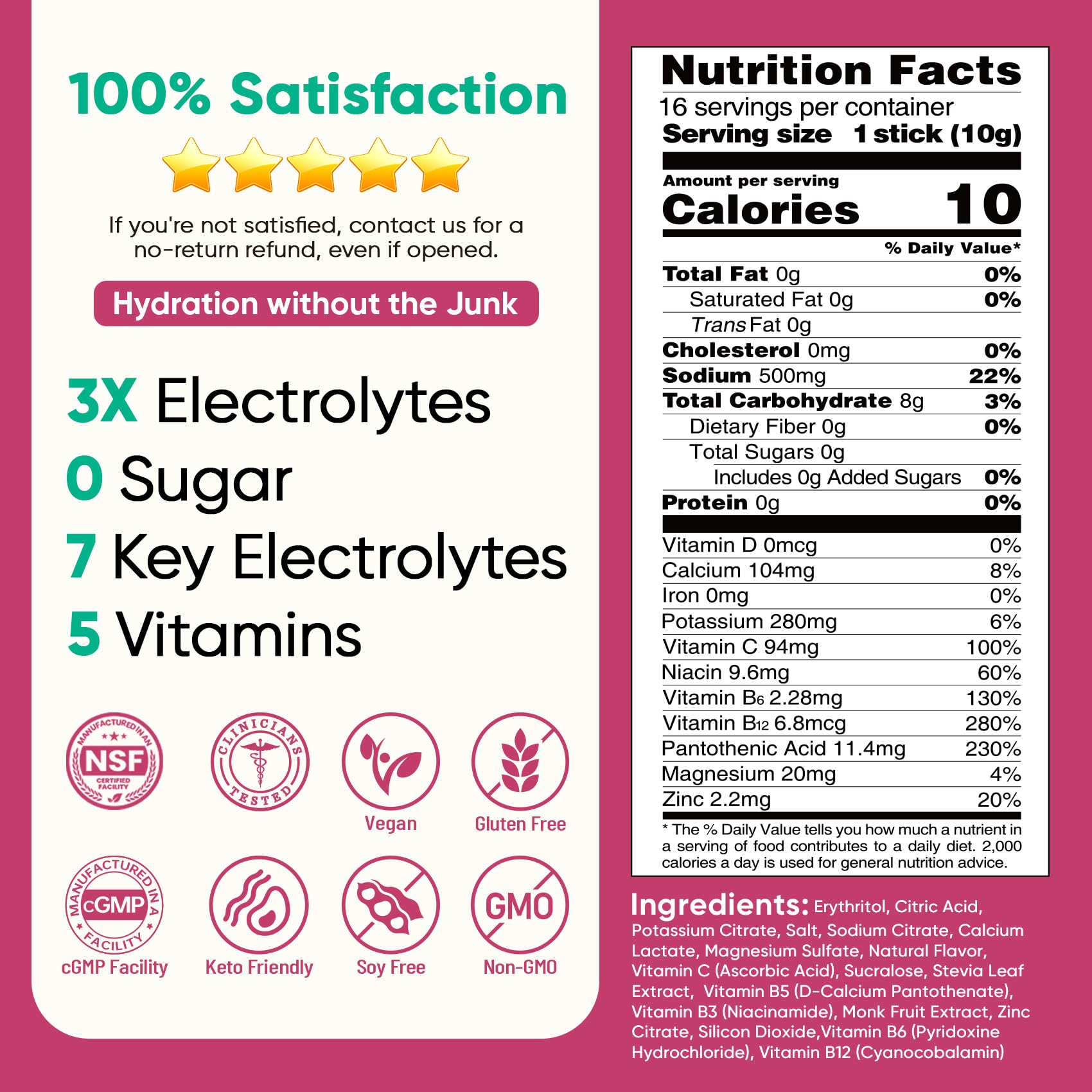 Venture Pal nutrition panel on packaging emphasizing vegan keto non-GMO.