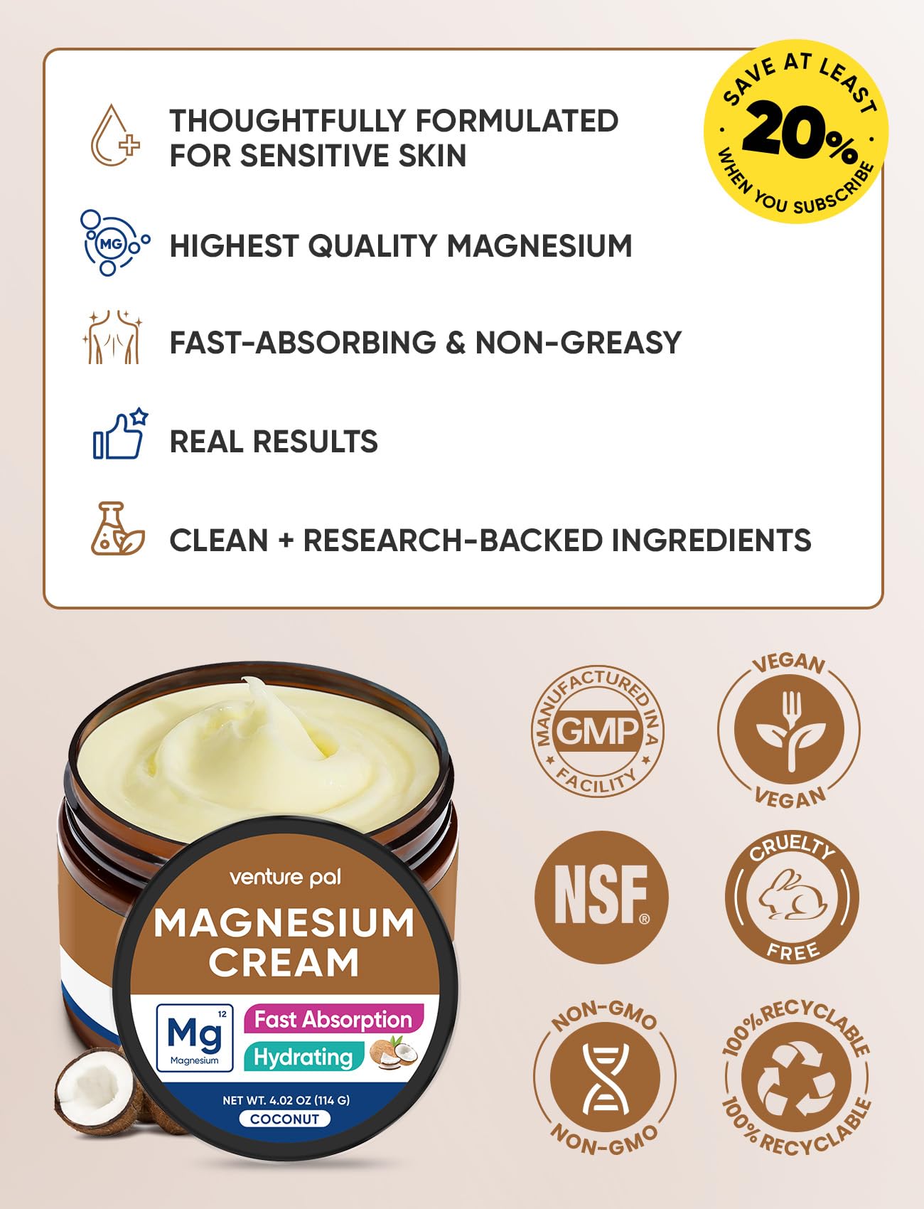 Venture Pal Magnesium Cream after-workout-use suggests post-exercise hydration