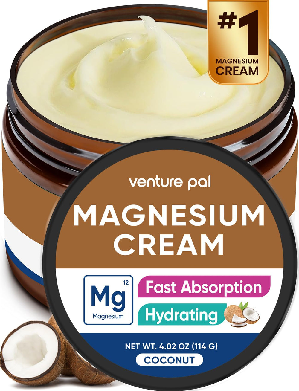 Venture Pal Topical Magnesium Cream bottle-pump for fast-absorbing hydration