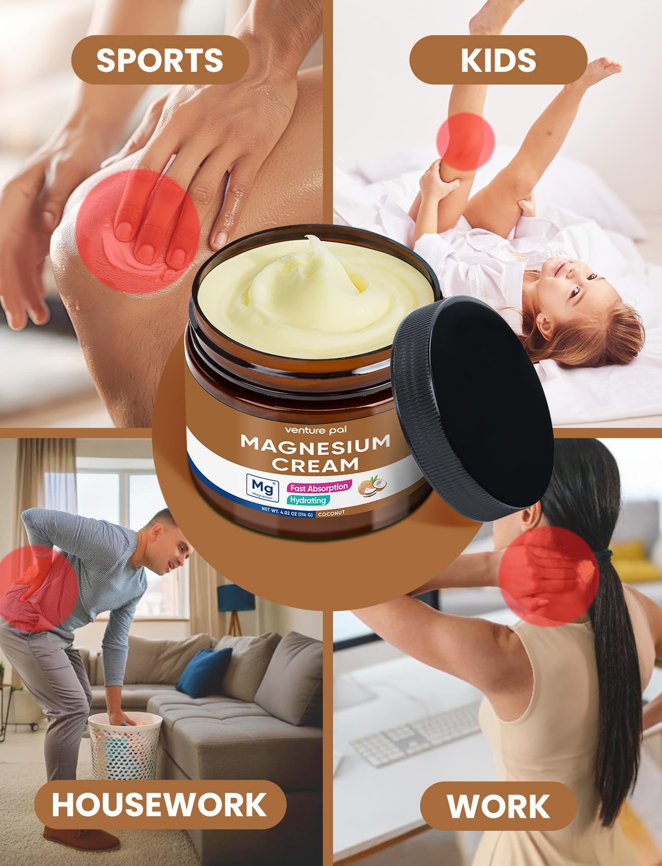 Venture Pal Magnesium Cream texture-closeup showing non-greasy formula