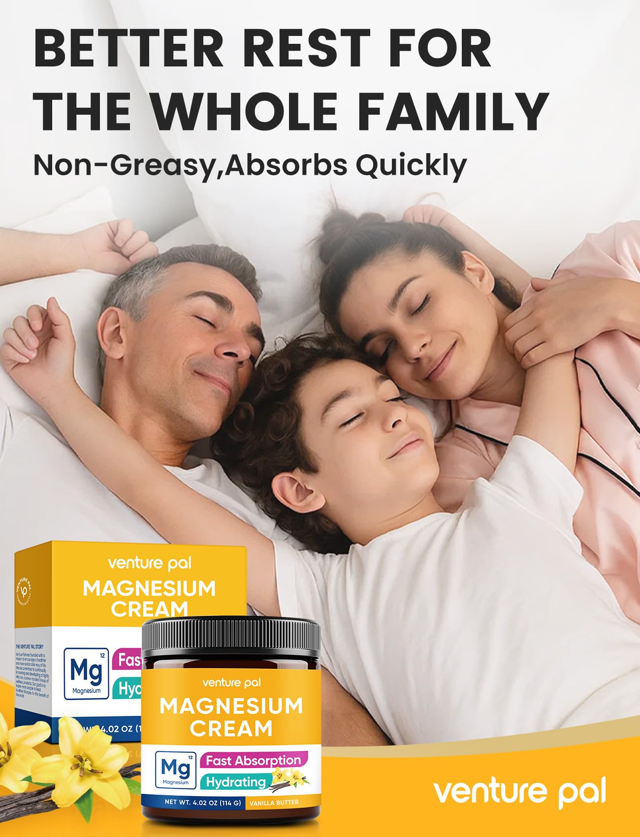 Close-up of texture in Venture Pal magnesium cream for smooth skin.