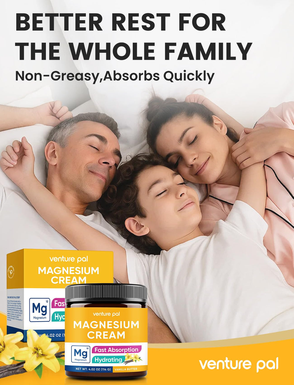 Close-up of texture in Venture Pal magnesium cream for smooth skin.