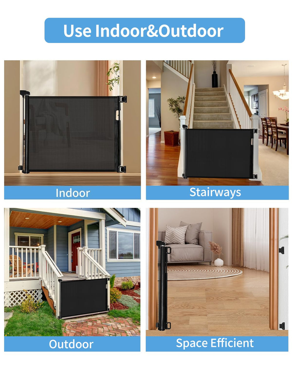 Veraste gate suitable for indoor and outdoor use with a weather-ready design.