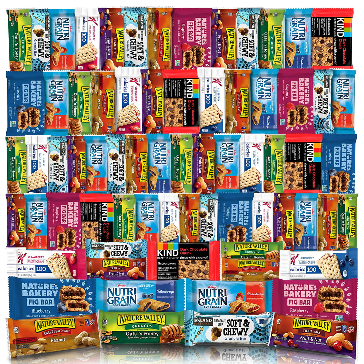 Veratify snack box 66-count pack, colorful assortment of bars for on-the-go energy.