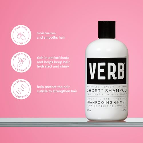 VERB Ghost Shampoo label closeup highlights moringa oil and natural ingredients