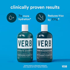 Verb Hydrate Conditioner bottle demonstrates smooth detangling for frizzy hair.