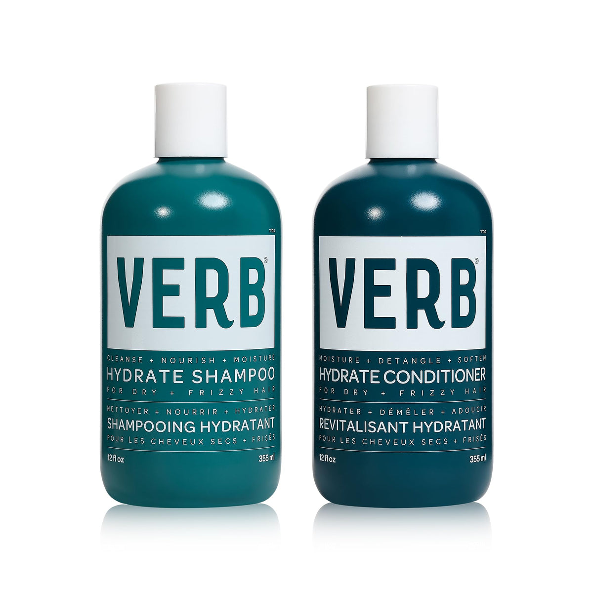 Verb Hydrate Shampoo bottle showing deep moisture for dry hair.