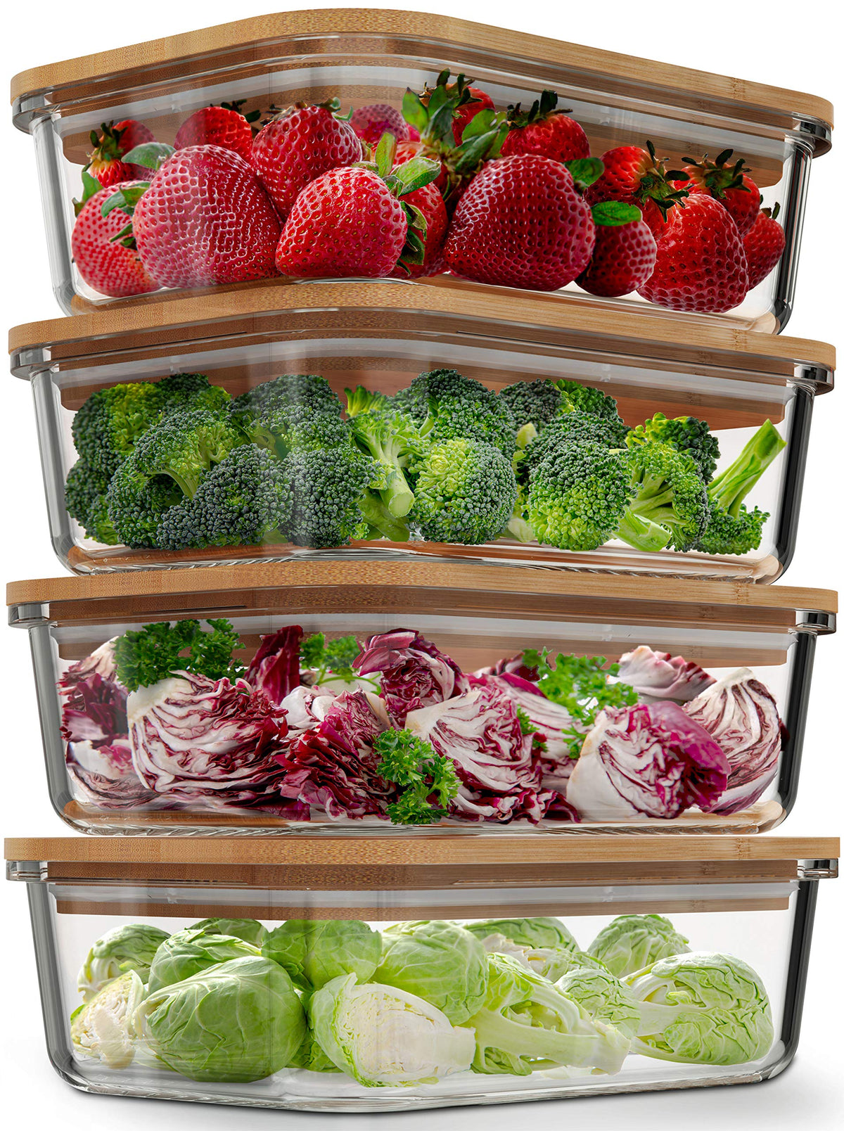 Verel glass storage container with 36oz capacity and bamboo lid for meal prep and leftovers