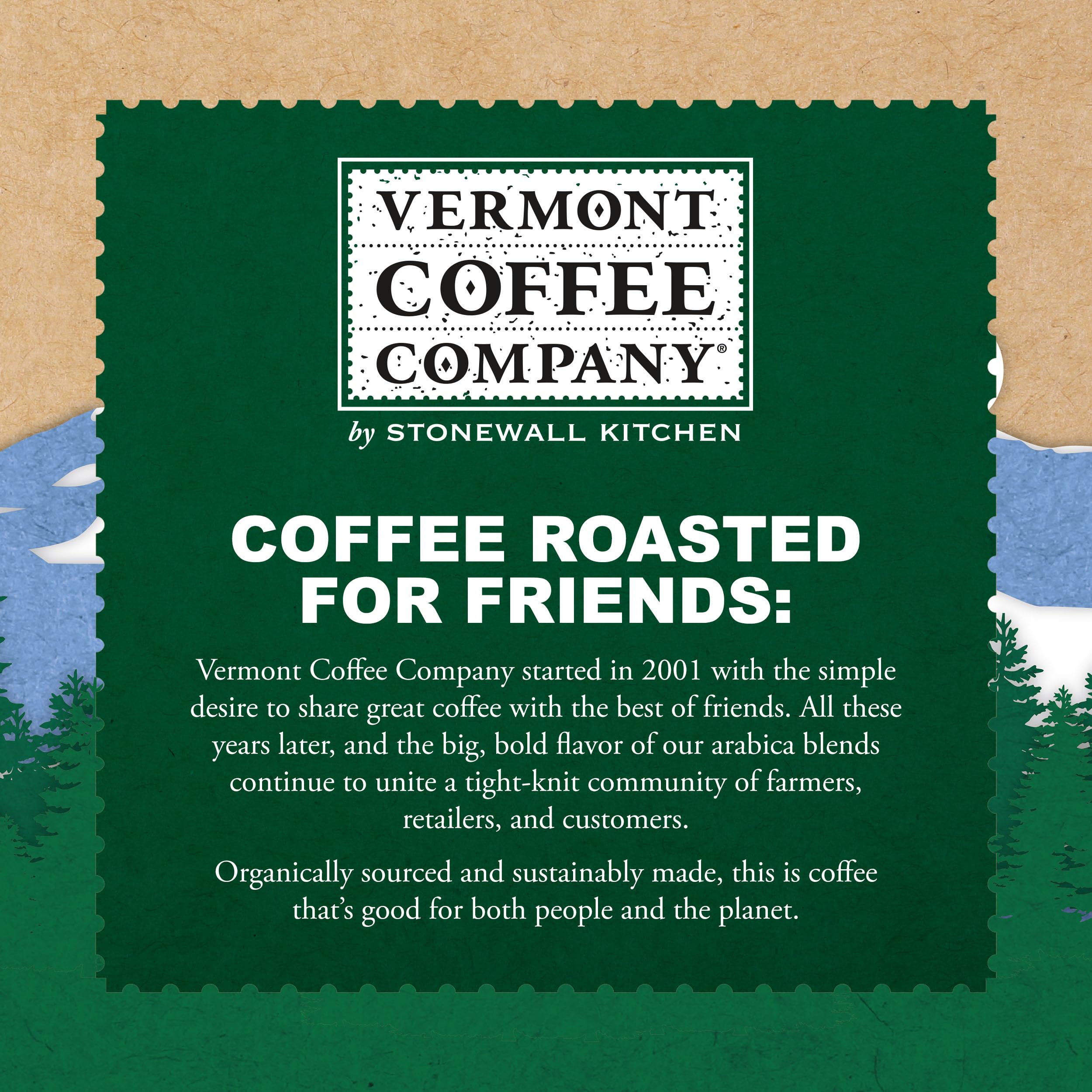 Aroma of dark cocoa and spice from Vermont Coffee Company brews a rich cup.