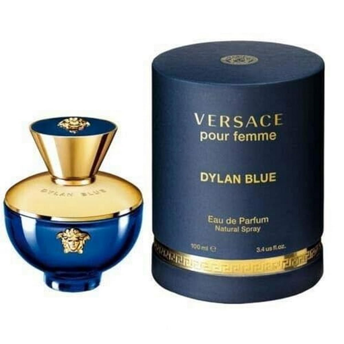 Versace Dylan Blue Pour Femme bottle close-up, elegant design ideal for daily wear and special occasions.