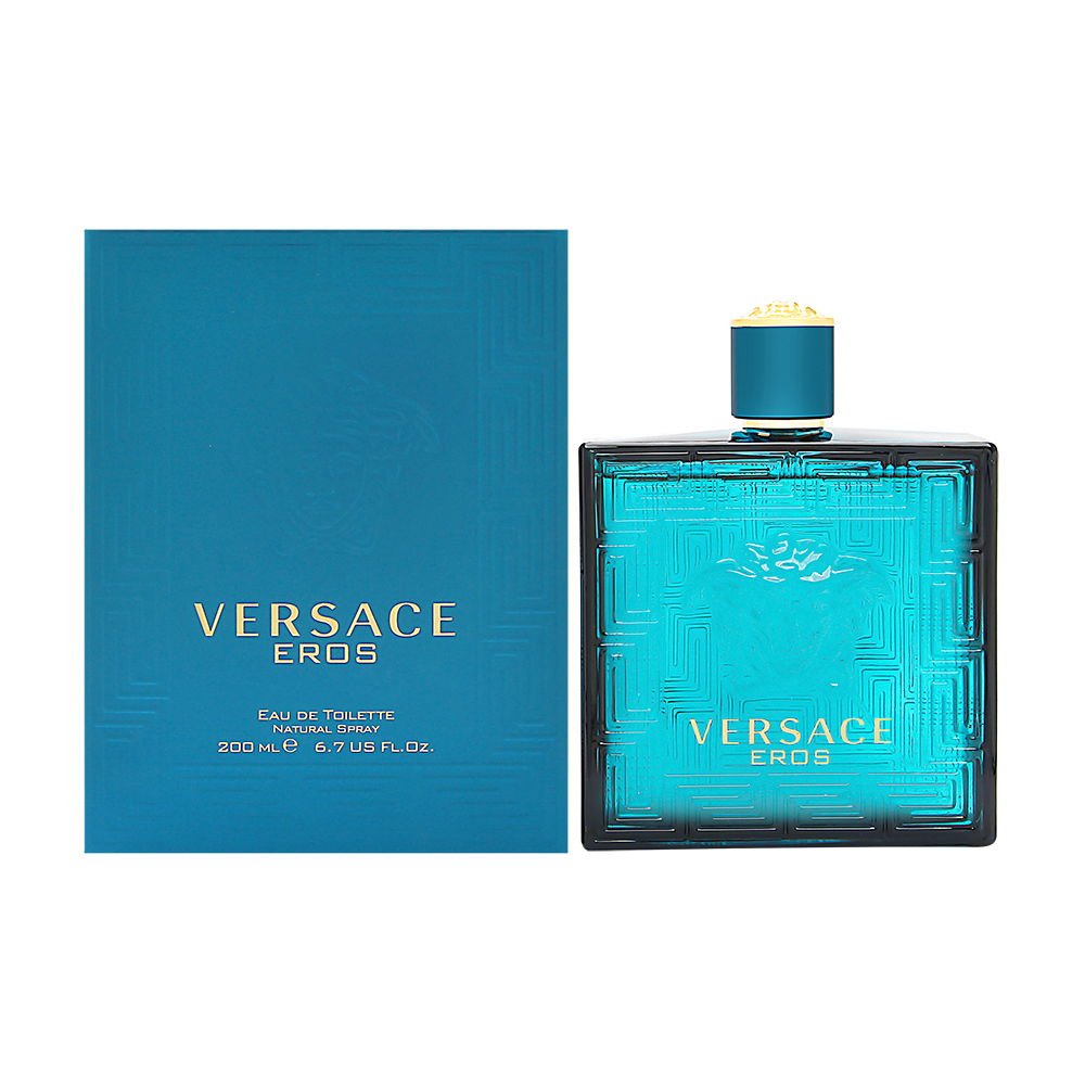 Versace Eros EDT bottle pour view for a bold evening fragrance.