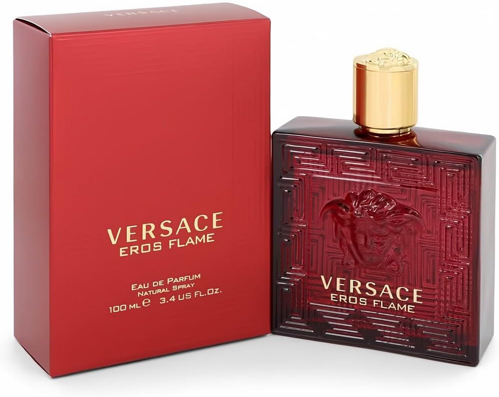 Versace Eros Flame bottle front view, ideal for confident evenings