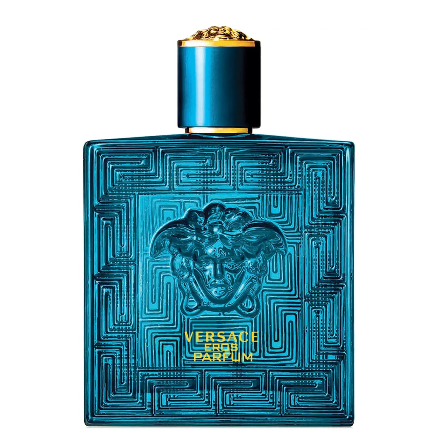 Versace Eros Parfum bottle front view for bold evening wear.