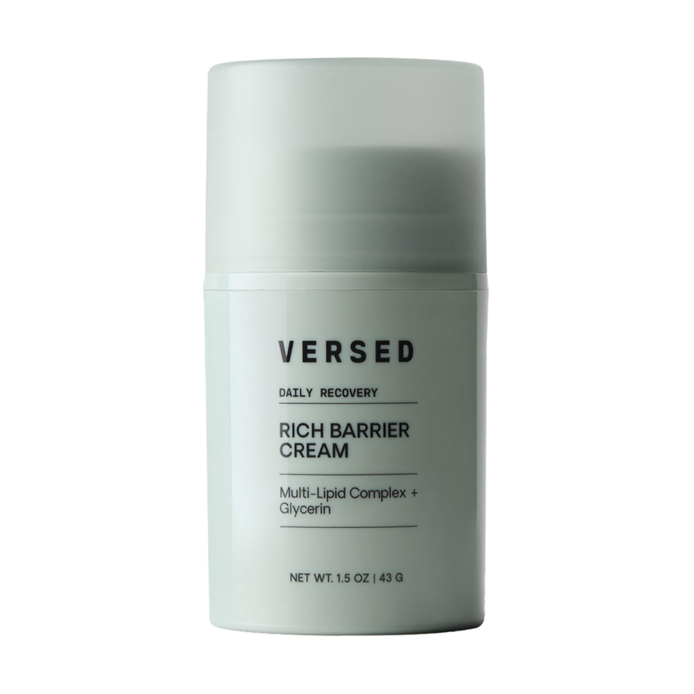 Versed Daily Recovery Rich Barrier Cream bottle ready for daily hydration.