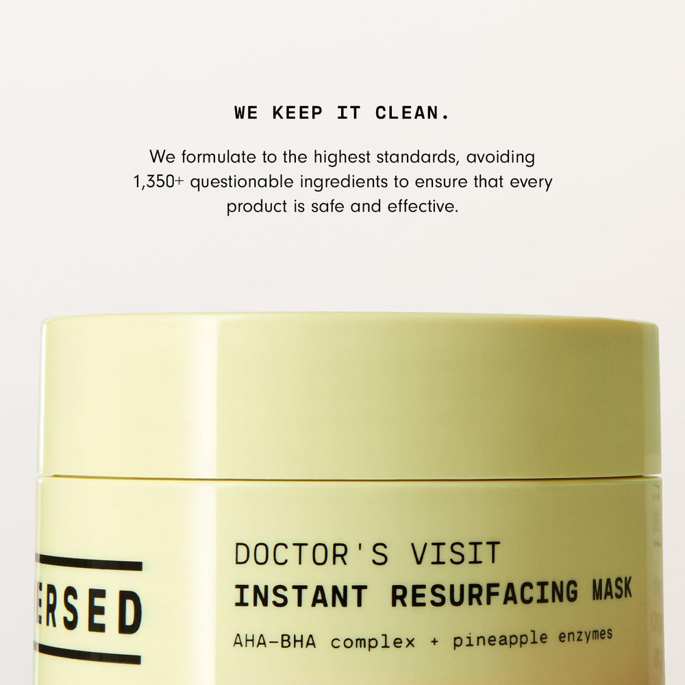 Versed Doctor’s Visit mask vegan packaging communicates clean beauty.