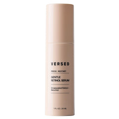 Versed Press Restart serum bottle close-up shows a gentle formula for sensitive skin.