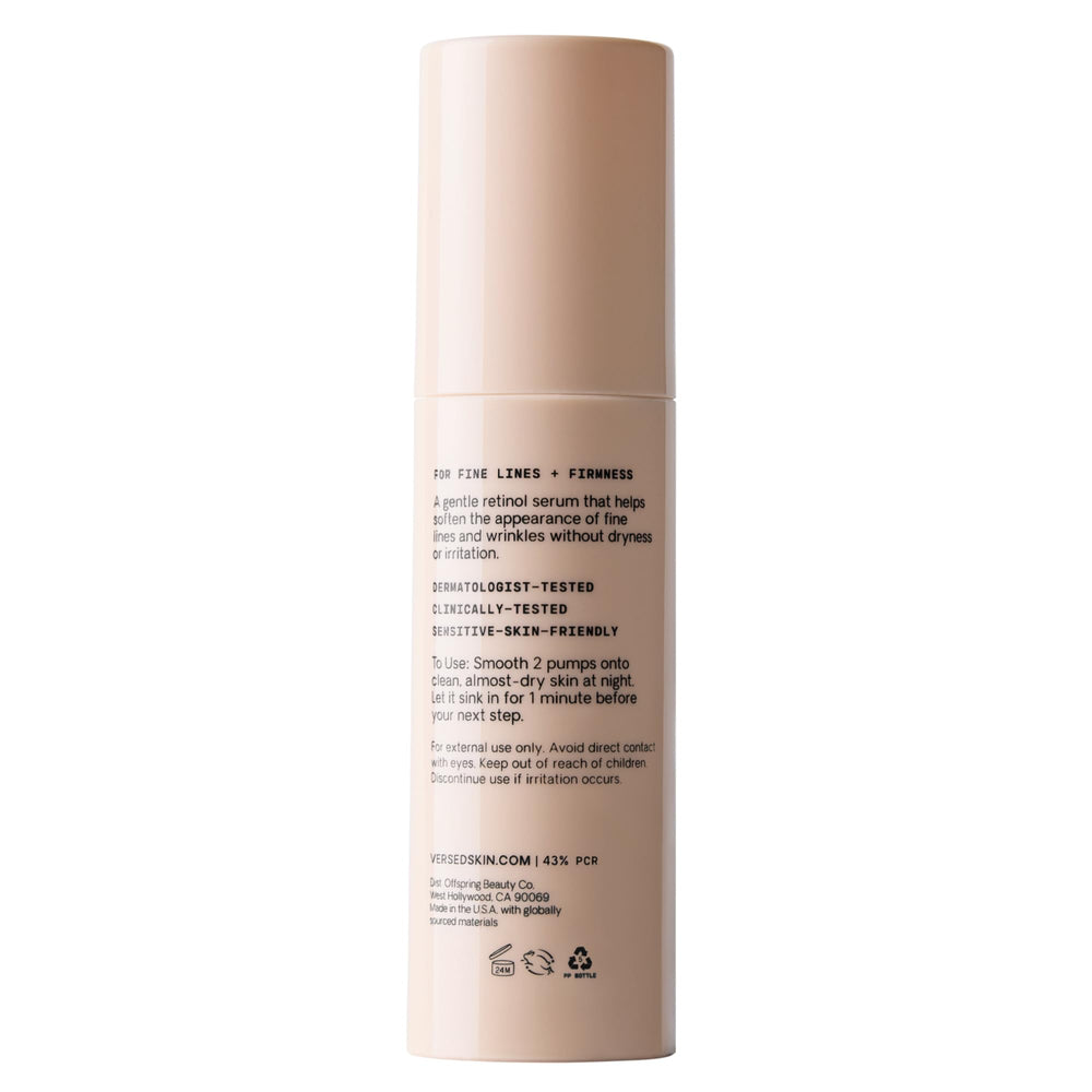 Versed Press Restart serum packaging demonstrates thoughtful, compact design.