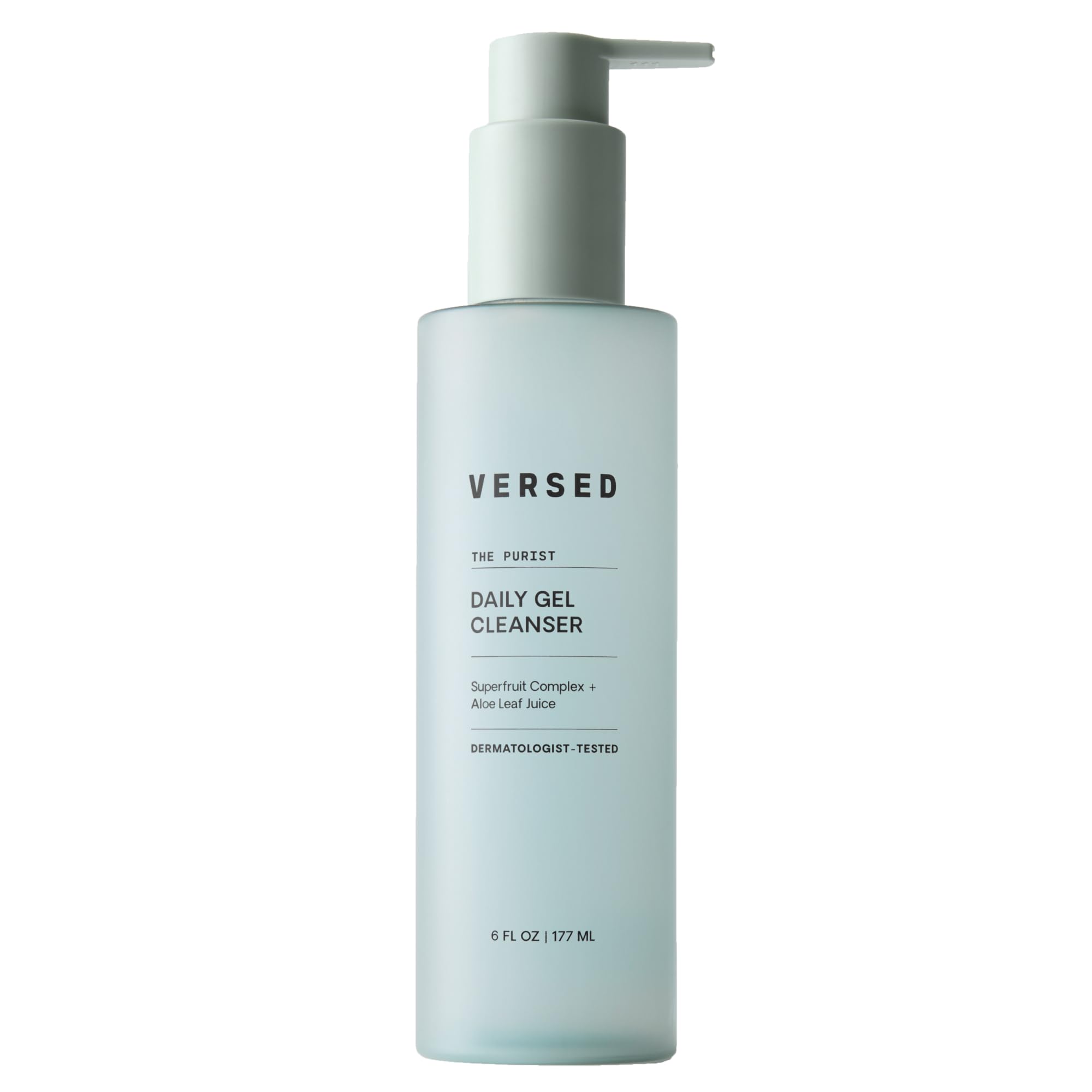 Versed The Purist daily cleanser bottle for a gentle, hydrating morning wash.