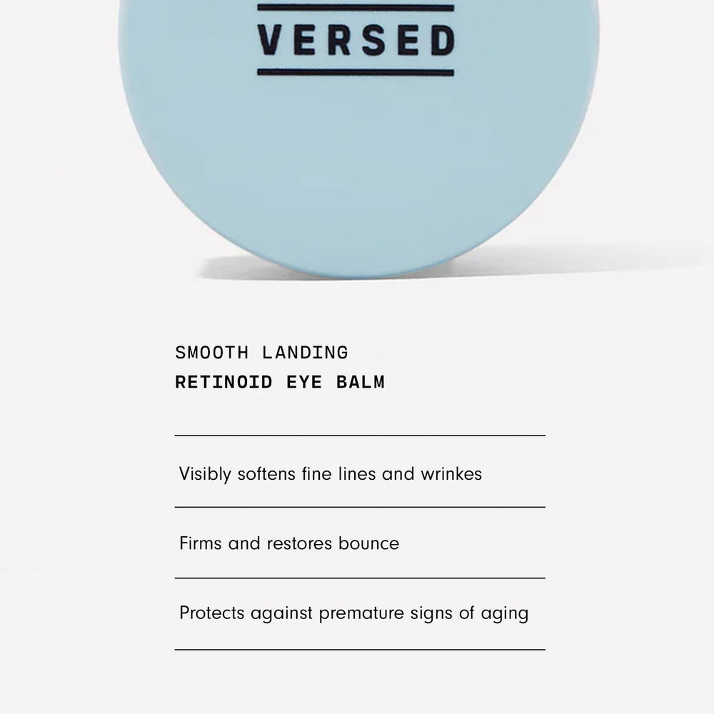 Versed Smooth Landing Eye Balm ring finger application on the eye area