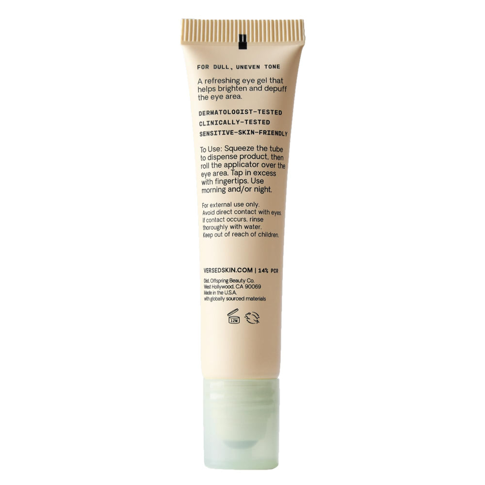 Versed Weekend Glow Eye Gel dries clear for a makeup-friendly base.
