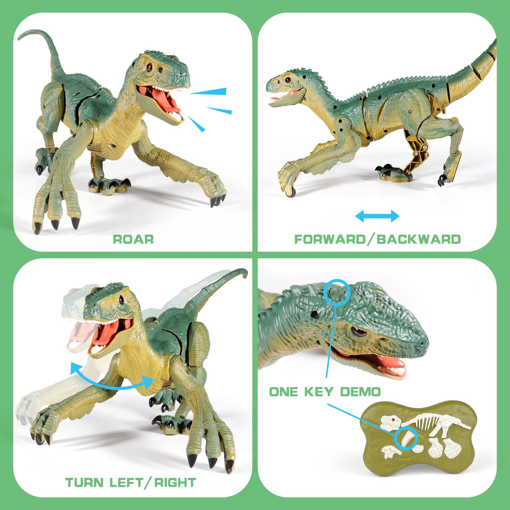 VERTOY velociraptor performs walking, tail and neck movements for lifelike play