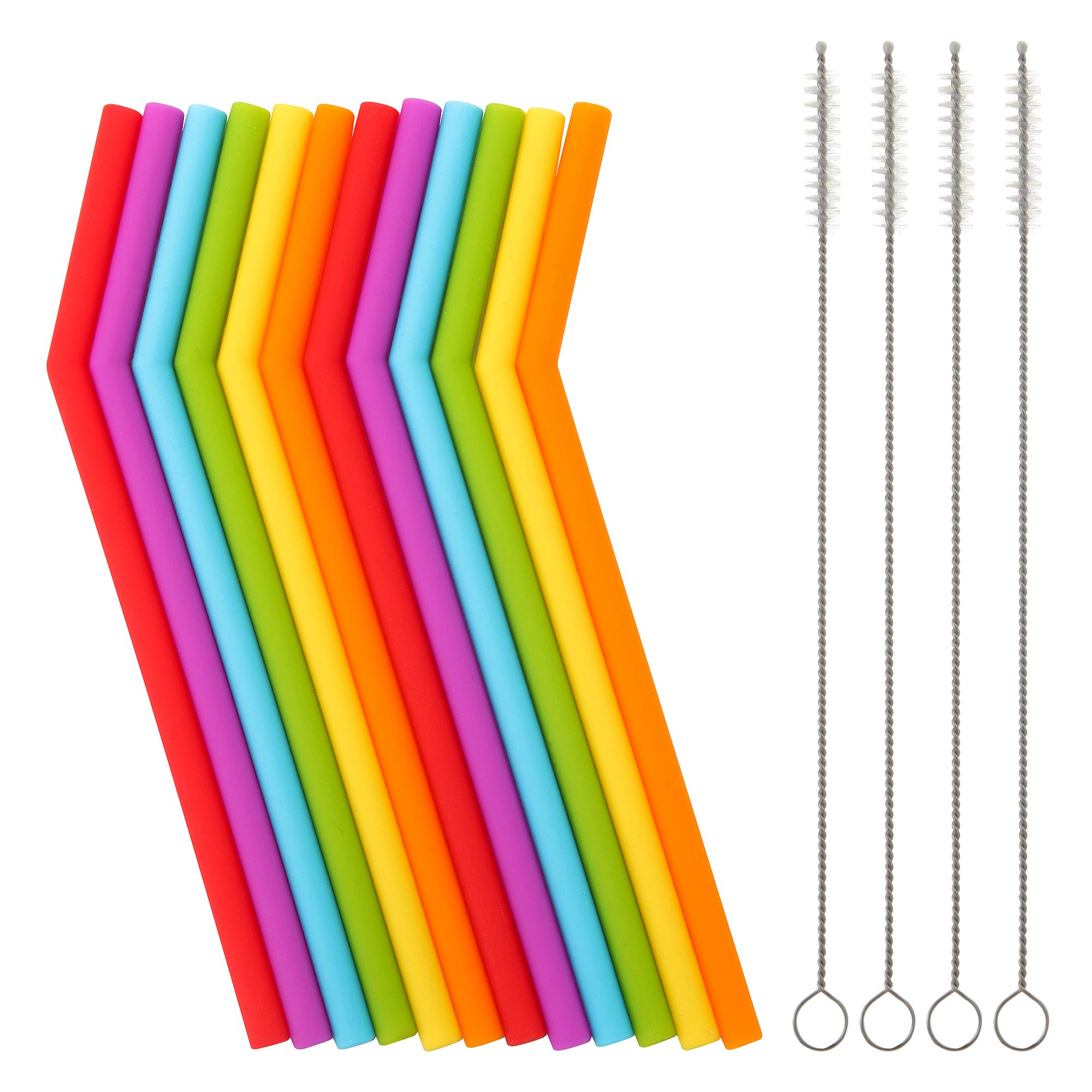Veskaoty silicone straw set for toddlers with colorful short straws