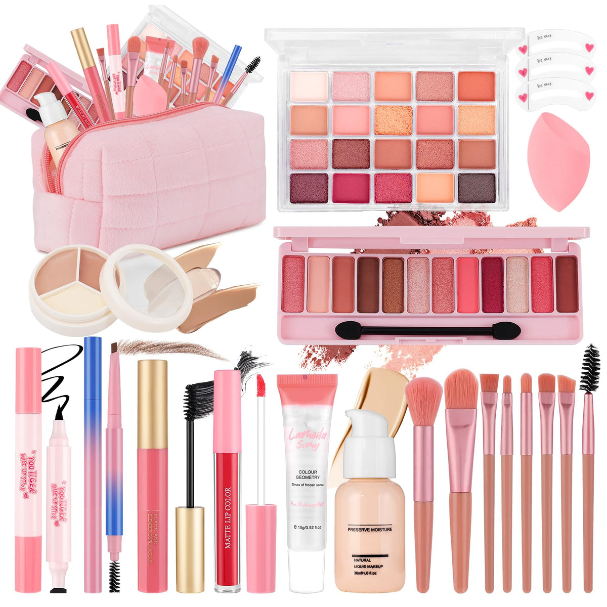VESPRO all-in-one makeup kit with travel bag for on-the-go touch-ups
