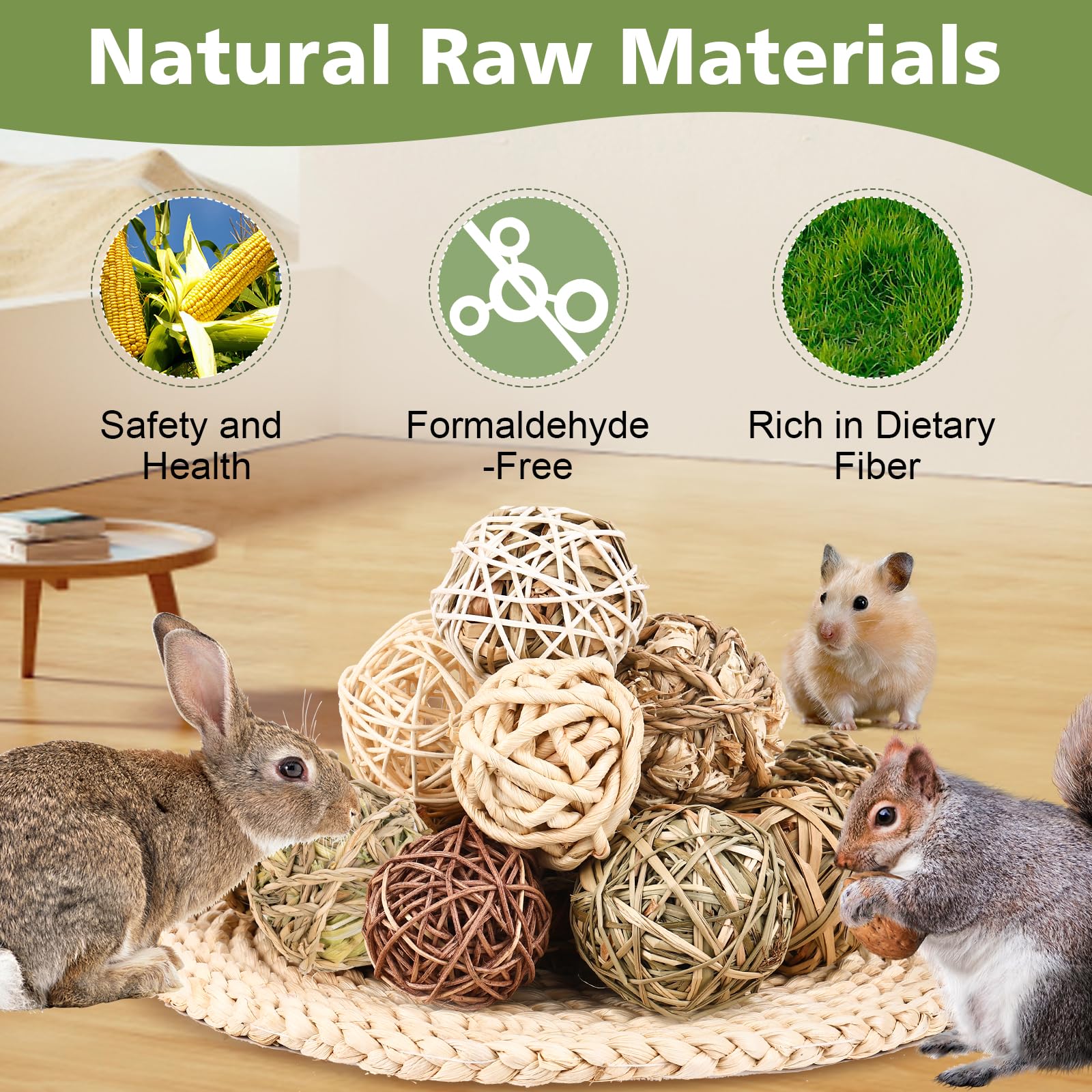 VESPRO wheat grass and seaweed ball blends texture variety for nibbling.