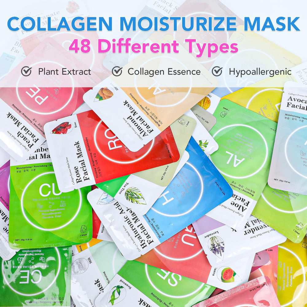 VESPRO Collagen Essence Mask variety display for all skin needs