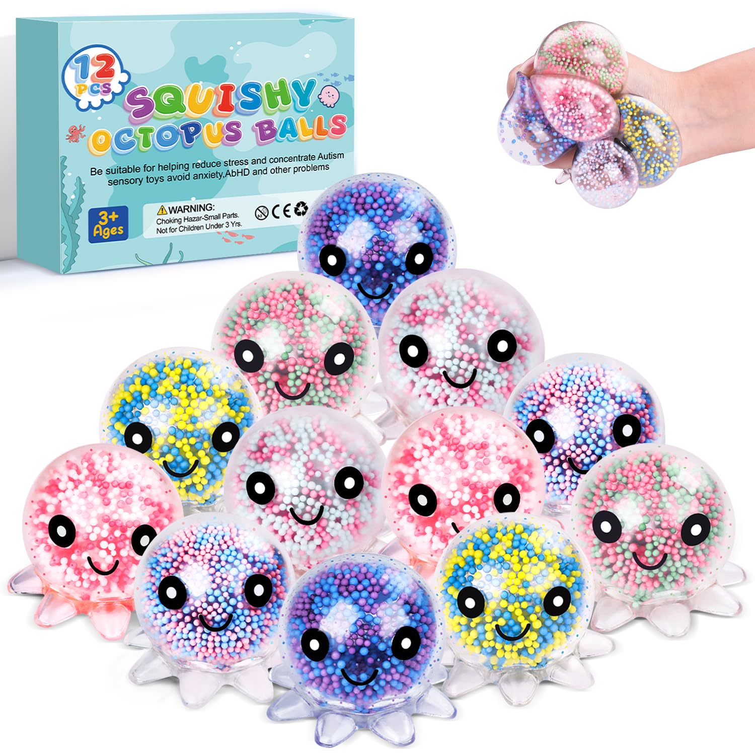VESPRO octopus stress ball blue for focused tactile relief at work