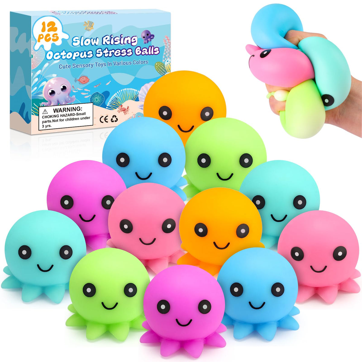 VESPRO octopus stress ball in bright colors for relaxing focus.